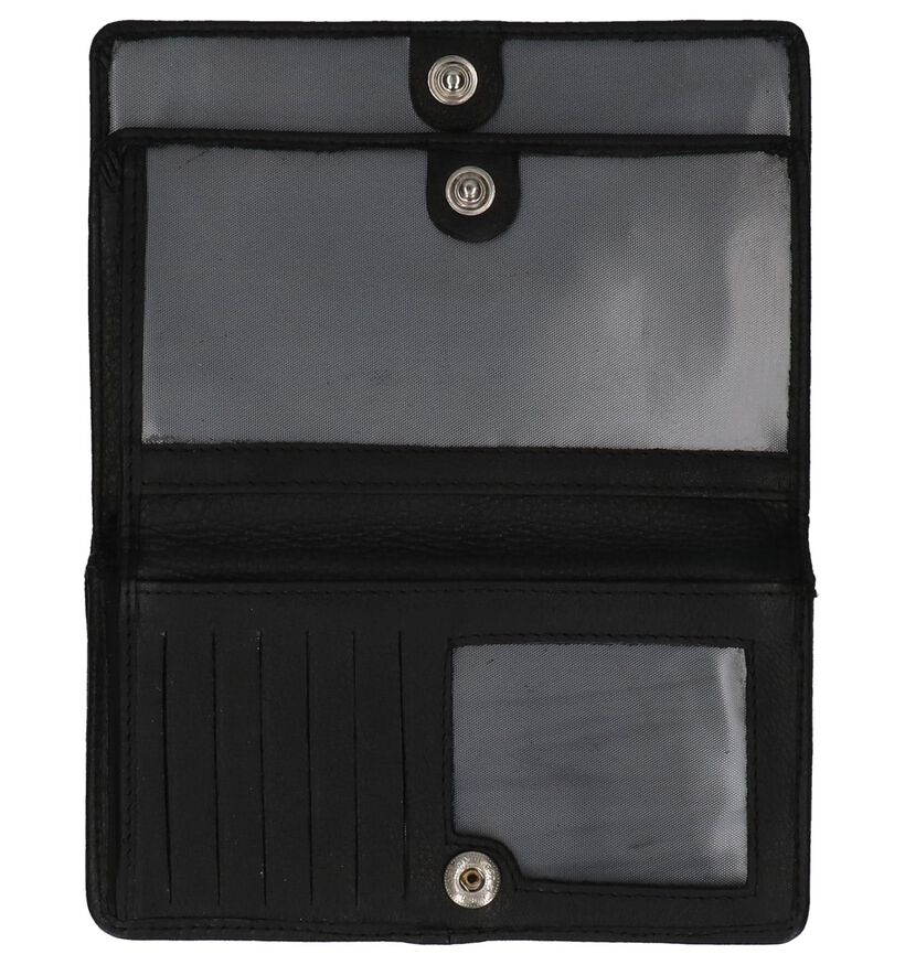 Euro-Leather Zwarte Overslagportemonnee in leer (310399)