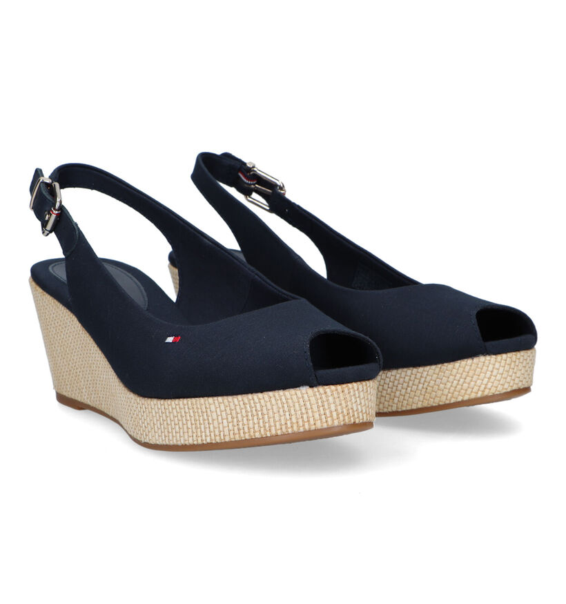 Tommy Hilfiger Iconic Elba Sling Back Wedge Sandales en Bleu pour femmes (336400)