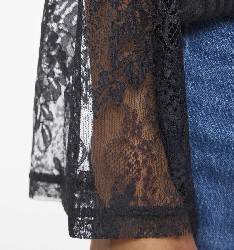 Vila Abia Lace Sleeve T-shirt en Noir pour femmes (369186)