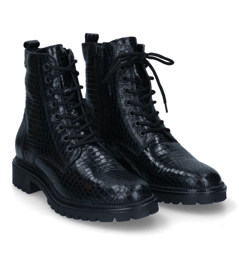 Tamaris Boots à lacets en Noir en cuir (315420)
