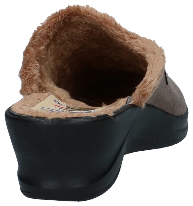Taupe Pantoffels Fly Flot in stof (232739)