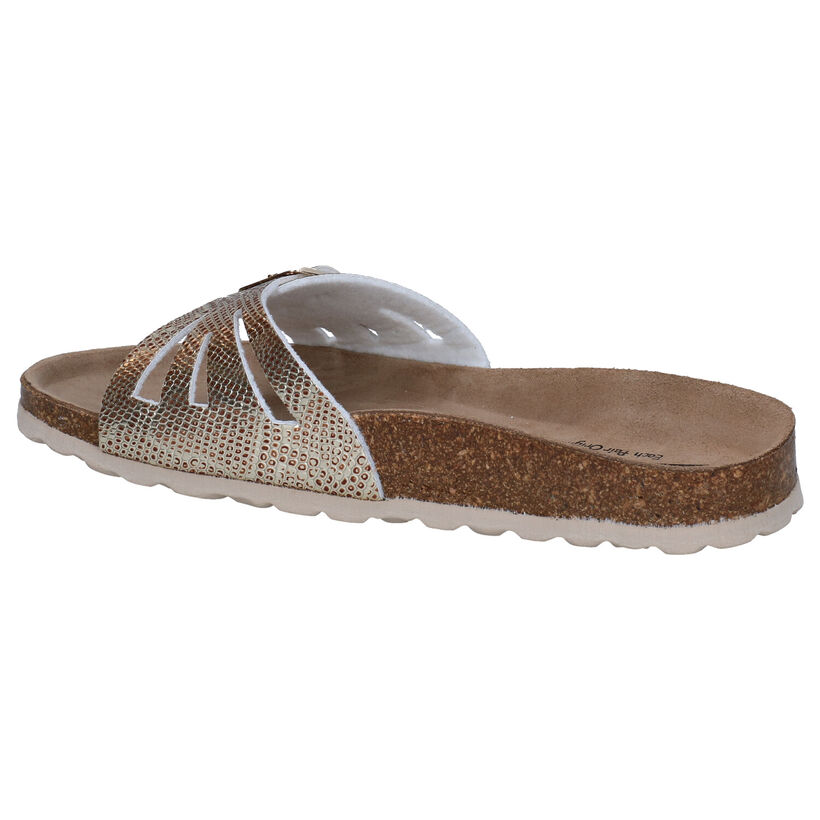 Big Leaf Nu-pieds plates en Or en textile (292596)