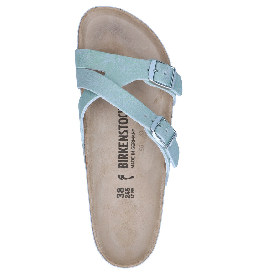 Birkenstock Yao Blauwe Slippers in leer (271246)