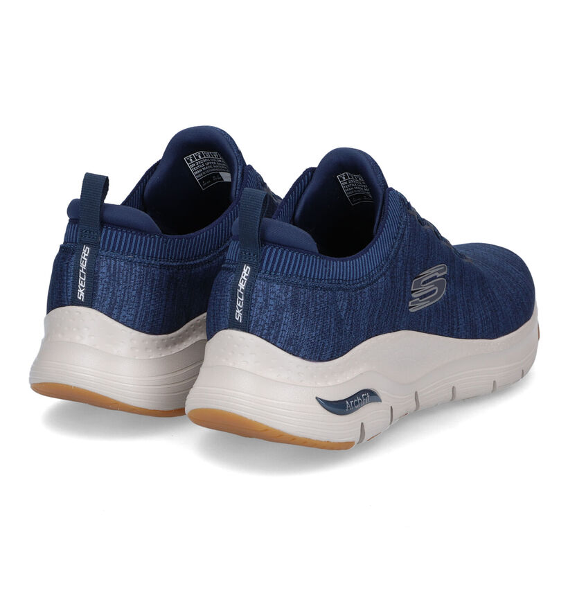 Skechers Arch Fit Waveport Baskets en Bleu pour hommes (334153) - pour semelles orthopédiques