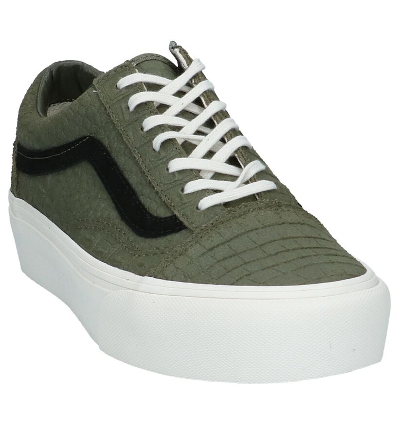 Vans Old Skool Platform Groene Lage Sneakers, , pdp