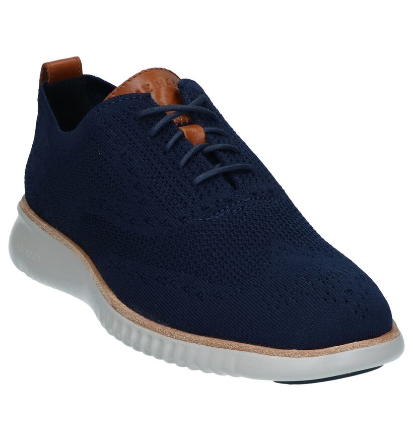 Donkerblauwe Casual Veterschoenen Cole Haan Zerogrand in stof (240727)