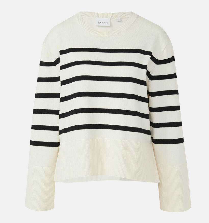 comma Witte Trui met Streepprint voor dames (372184)
