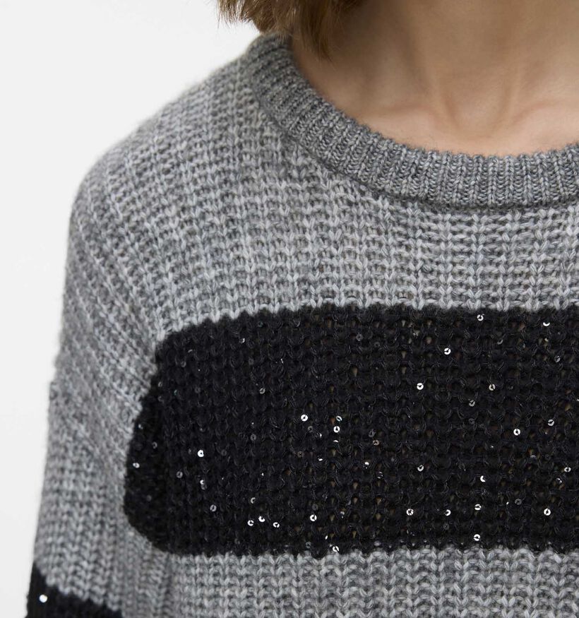 Vero Moda Sparkle Grijze/Zwarte Gestreepte Trui voor dames (365673)