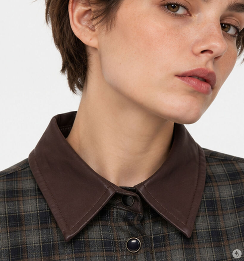 JDY Humila Donkerblauw/Bruin Geruit Hemd voor dames (379373)
