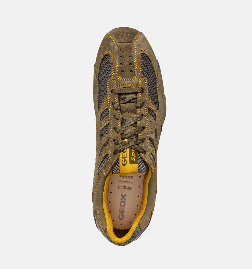 Geox Snake Original Baskets en Vert kaki pour hommes (367980) - pour semelles orthop&eacute;diques