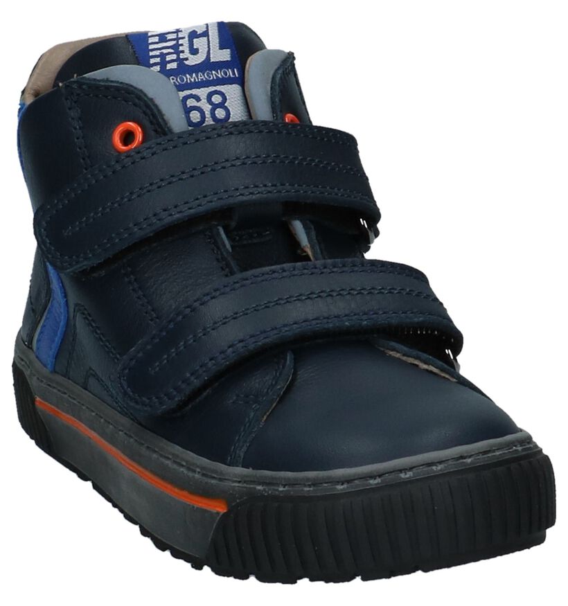 Romagnoli Donker Blauwe Boots met Velcro in leer (230188)