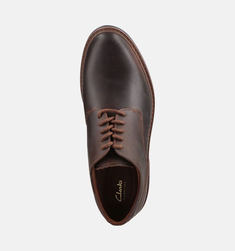 Clarks Newford Donkerbruine Geklede Veterschoenen voor heren (376488) - geschikt voor steunzolen