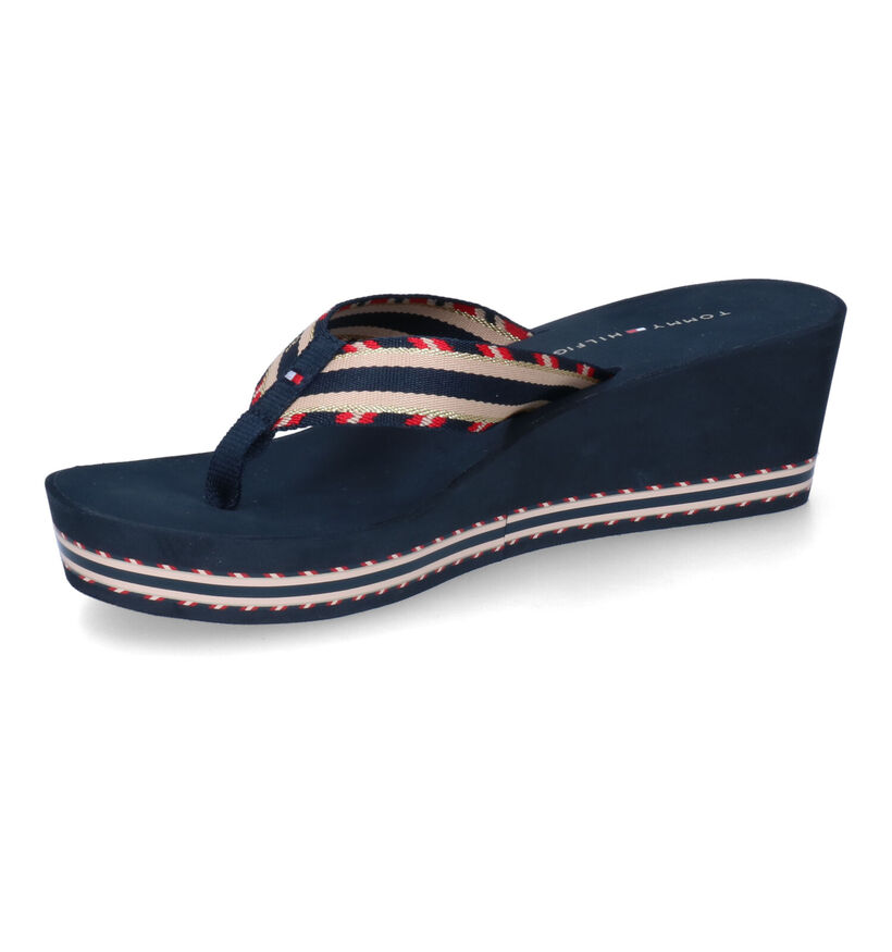 Tommy Hilfiger Shiny Touches Blauwe Teenslippers in stof (303976)