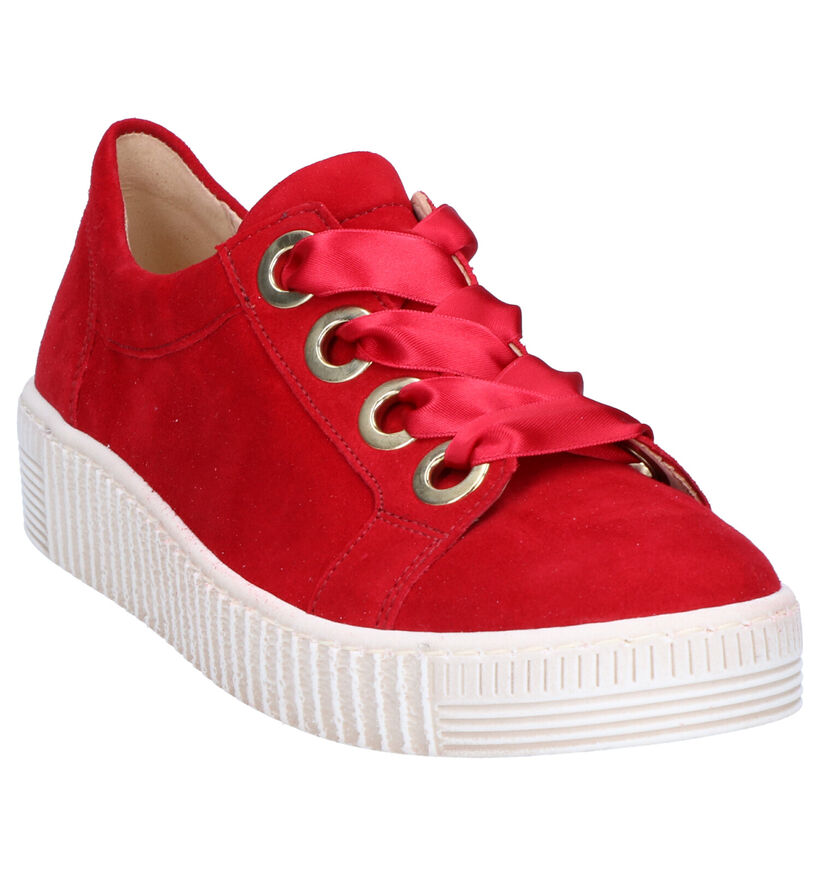 Gabor Best Fitting Rode Sneakers in daim (265854)