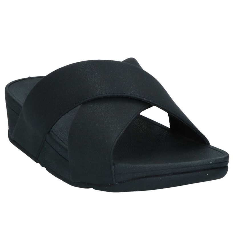 Fitflop Lulu Nu-pieds à talons en Bleu foncé en simili cuir (240146)