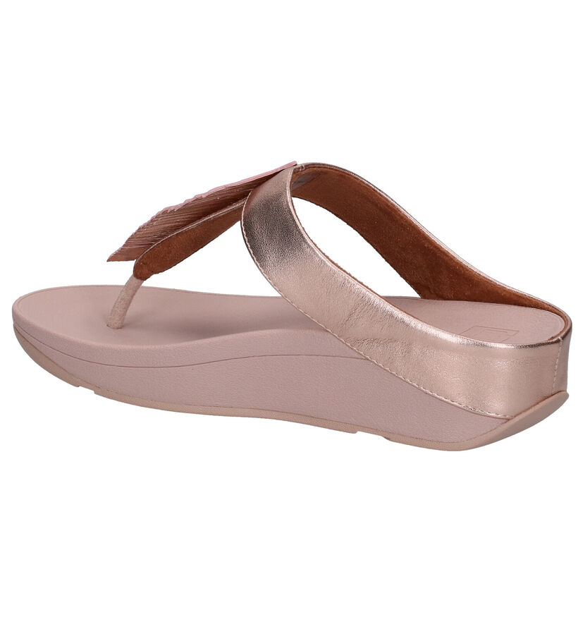 FitFlop Fino Feather Gouden Teenslippers in leer (286114)