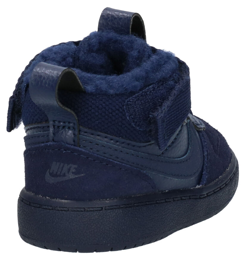 Nike Court Borough Mid Blauwe Sneakers in daim (261732)