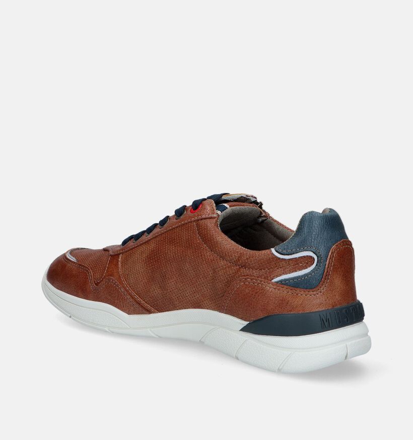 Mustang Cognac Veterschoenen voor heren (338788) - geschikt voor steunzolen