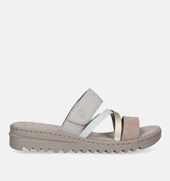 Slippers op sleehak beige