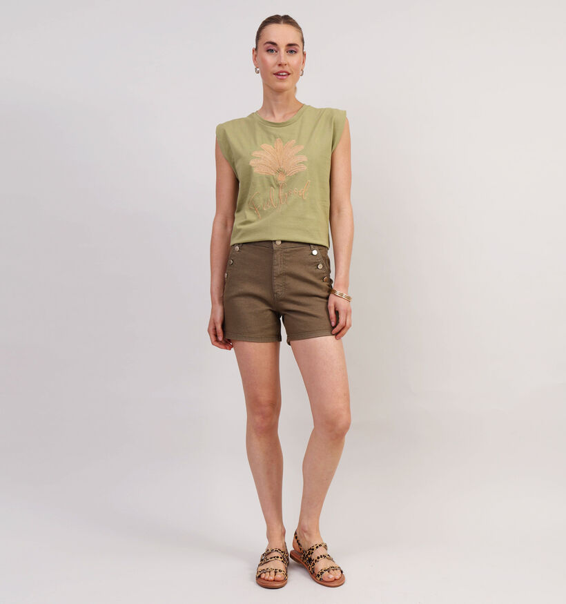 Vila Ola Short en jeans en Vert khaki pour femmes (357181)