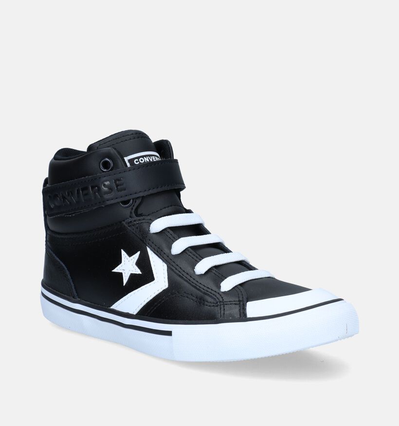 Converse Pro Blaze Strap Leather Zwarte Sneakers voor jongens, meisjes (333250)