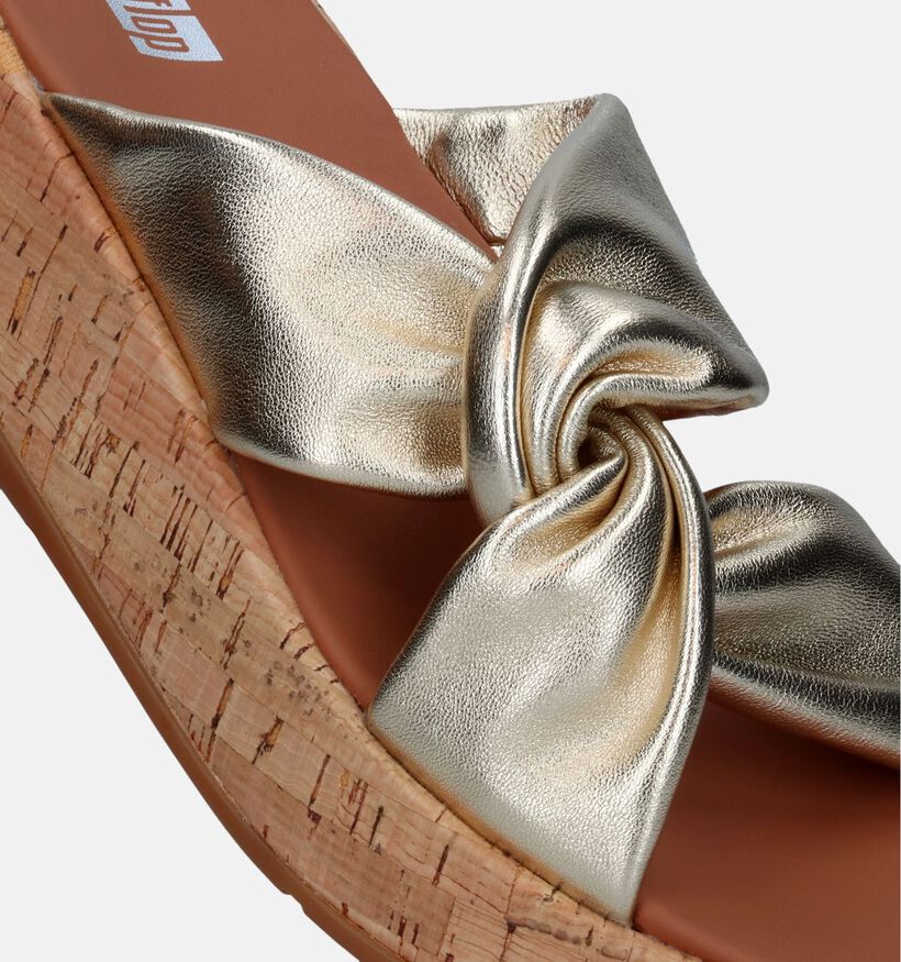 FitFlop F-Mode Twist Flatform Slides Gouden Slippers voor dames (336992)