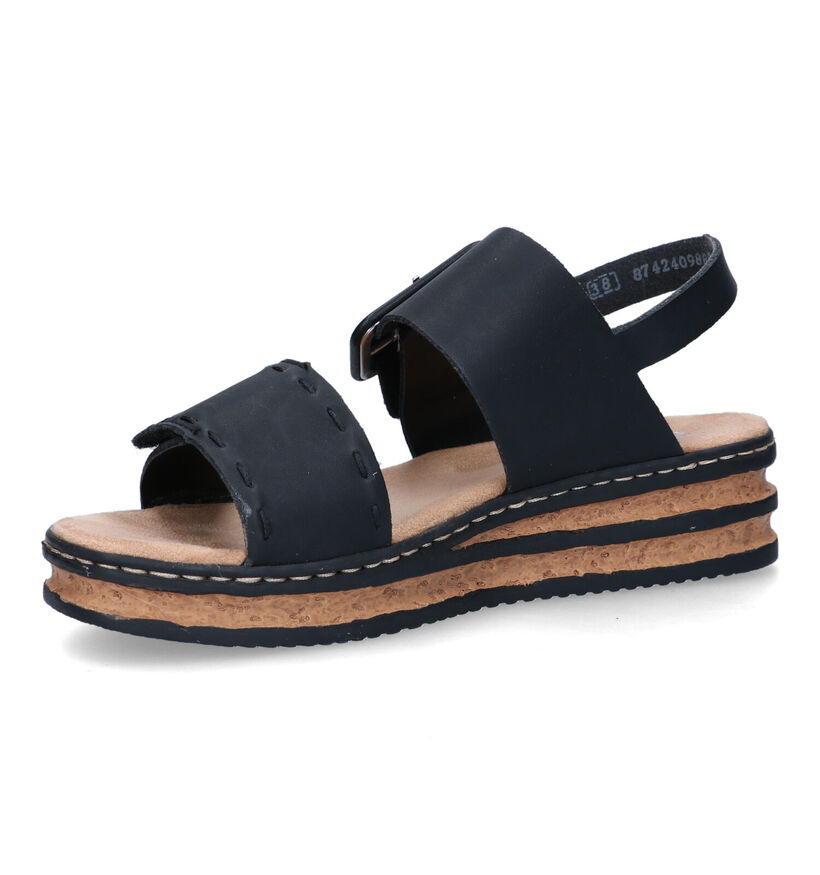 Rieker Sandales compensées en Noir en simili cuir (323681)