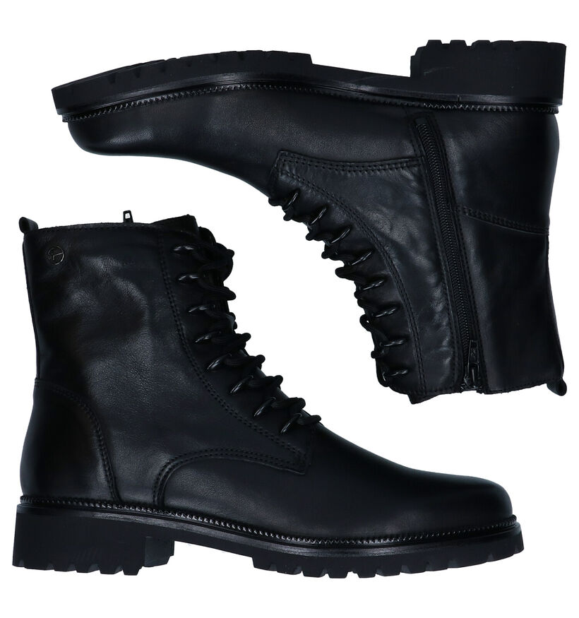 Tamaris Boots à lacets en Noir en cuir (280803)