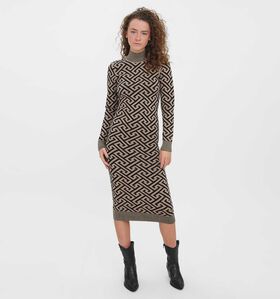 Vero Moda Maria Robe mi-longue en Brun pour femmes (330879)