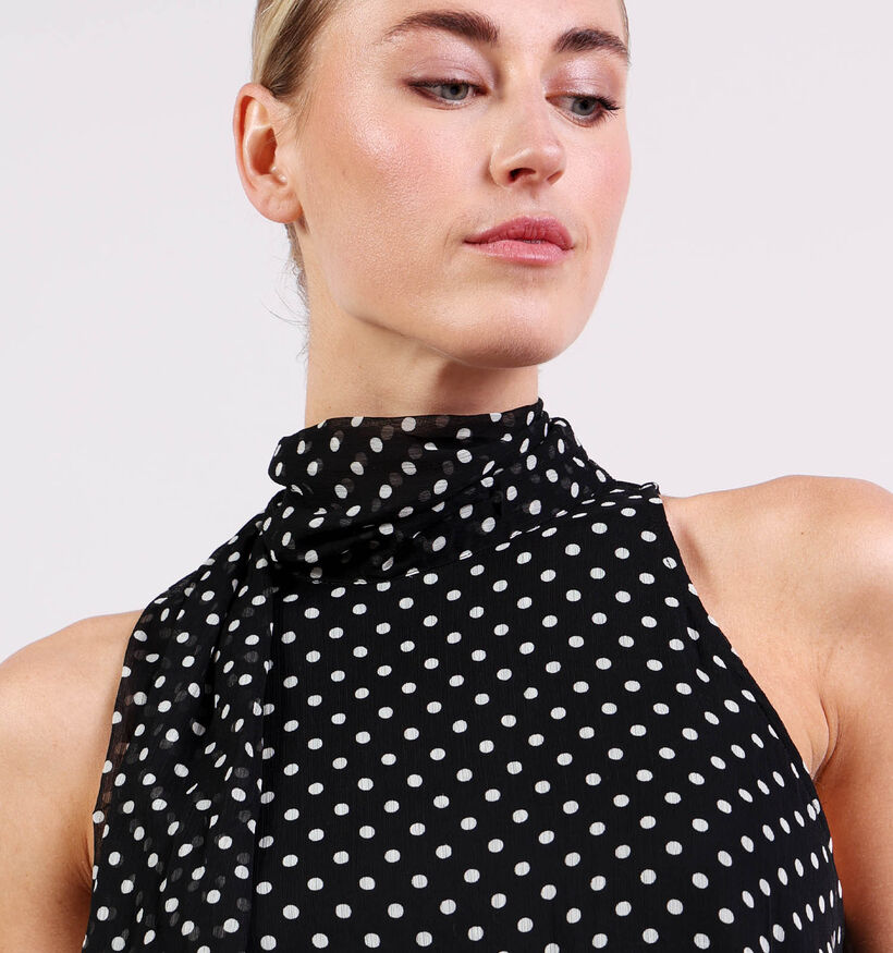 JDY Polka Halterneck Robe mi-longue en Noir/Blanc pour femmes (373901)