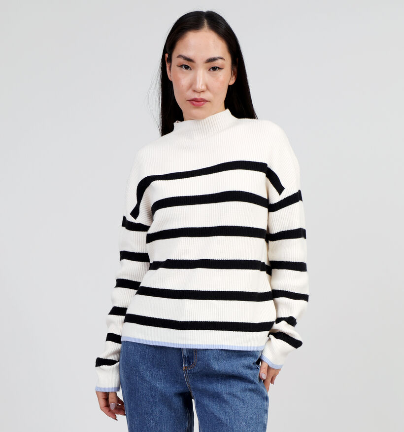 Pieces Nel Pull rayé en Beige pour femmes (342968)