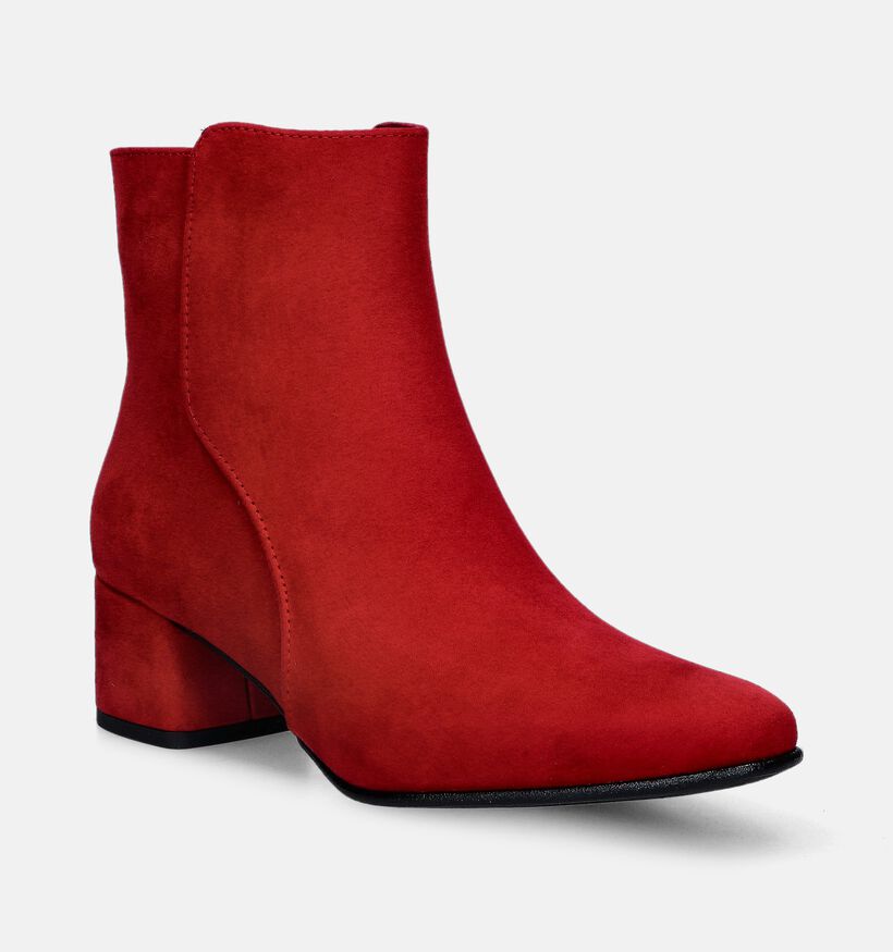 Marco Tozzi Rode Enkellaarsjes met blokhak voor dames (346760)