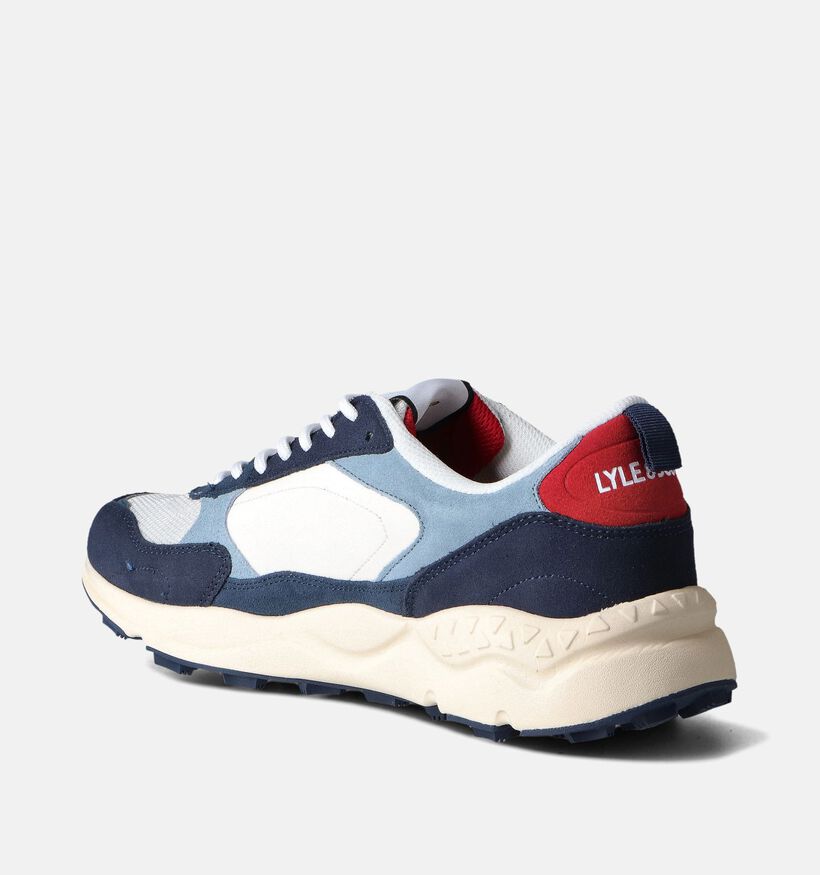 Lyle & Scott Girvan Witte/Blauwe Veterschoenen voor heren (354476) - geschikt voor steunzolen