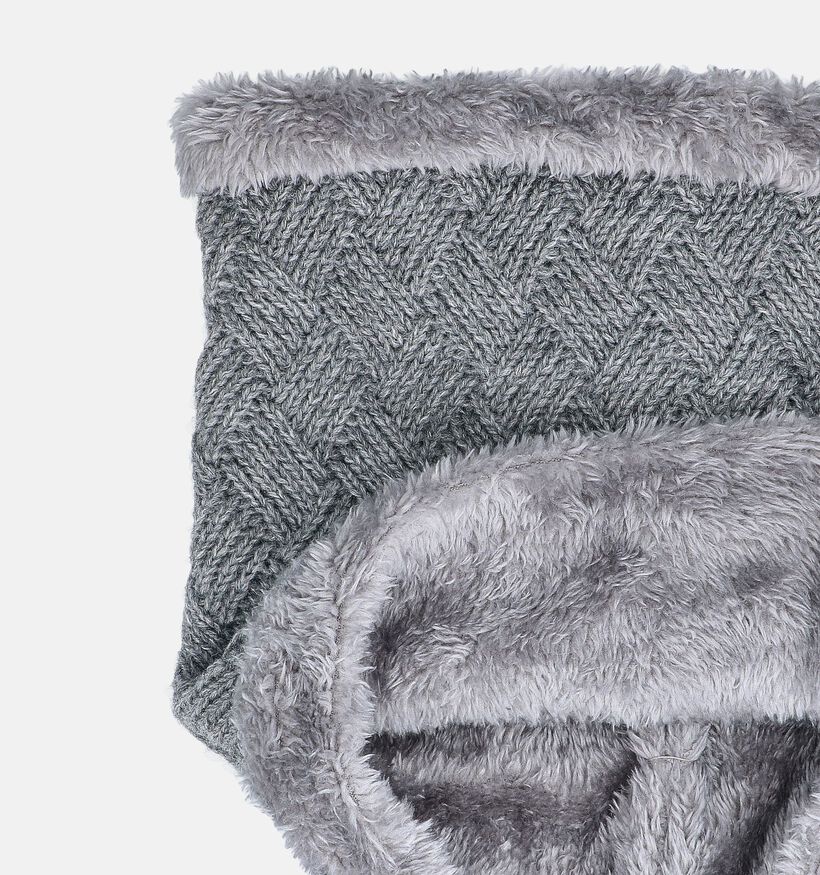 Via Limone Bonnet et Col Gris en tricot torsadé (Ensemble) pour filles, garçons (367427)
