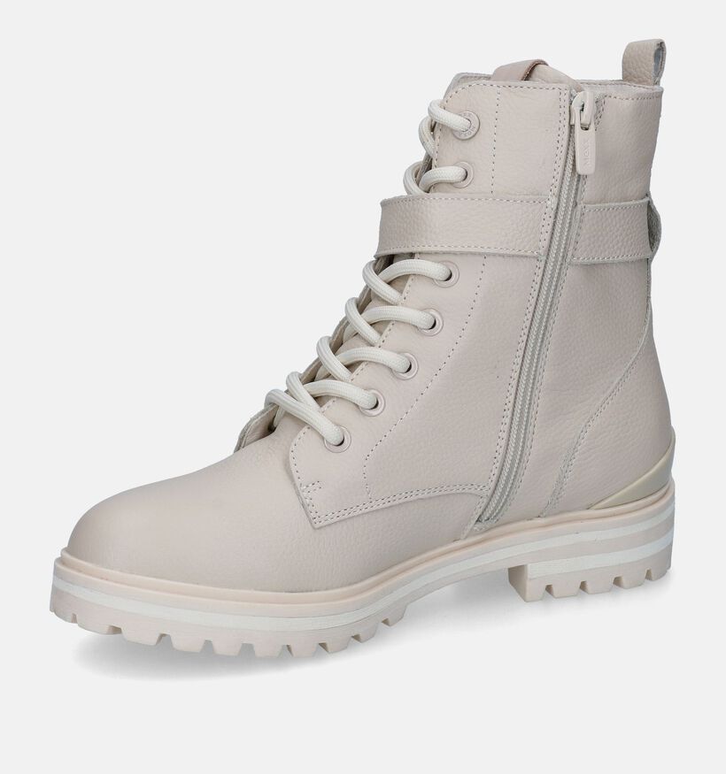 Mexx Kyana Ecru Veterboots voor dames (313033) - geschikt voor steunzolen