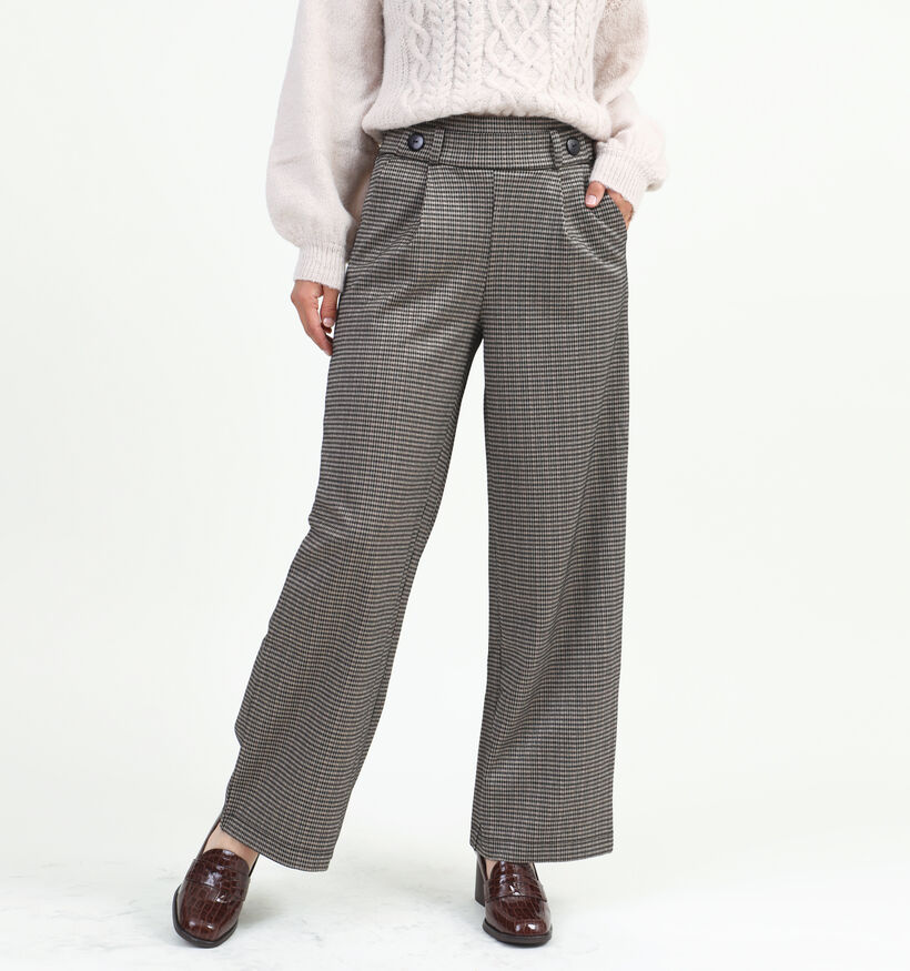JDY Geggo Pantalon large à carreaux en Beige L32 pour femmes (331914)