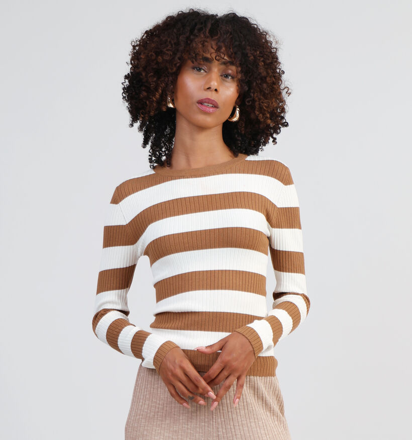 JDY gestreepte top JDYPLUM zwart/wit