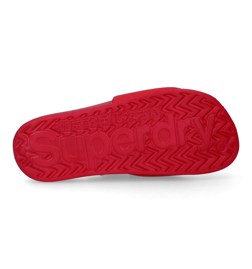 Superdry Code Rode Badslippers in kunstleer (305763)