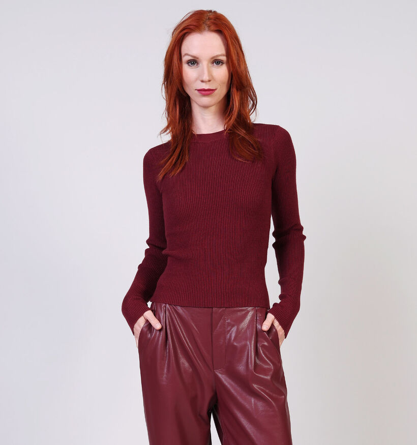 Pieces Mira Bordeaux T-shirt Lange Mouwen voor dames (361124)