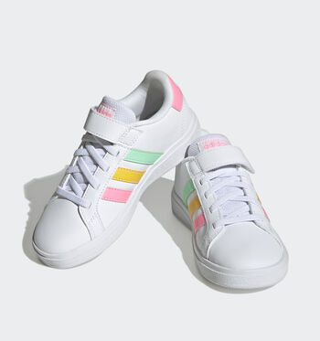 adidas Grand Court Low Baskets Cloud White/ Iridescent/ Cloud White/Cloud White/Bliss Pink/Clear Pink/Cloud White / Pulse Mint / Beam Pink