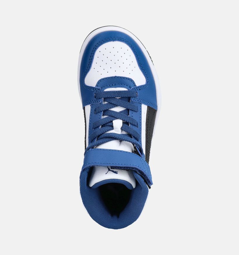 Puma Rebound Slam Mid Blauwe/Witte Sneakers Hoog voor jongens (375575) - geschikt voor steunzolen