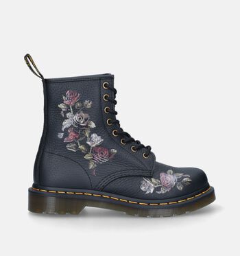 Dr. Martens 1460 Boots Black Ambassador/Decayed Roses Classic Tumbled Nappa/English Garden Print Backhand