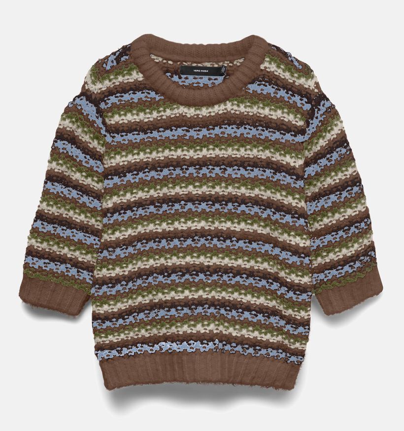 Vero Moda Cella Pull en Marron/Multi pour femmes (377557)