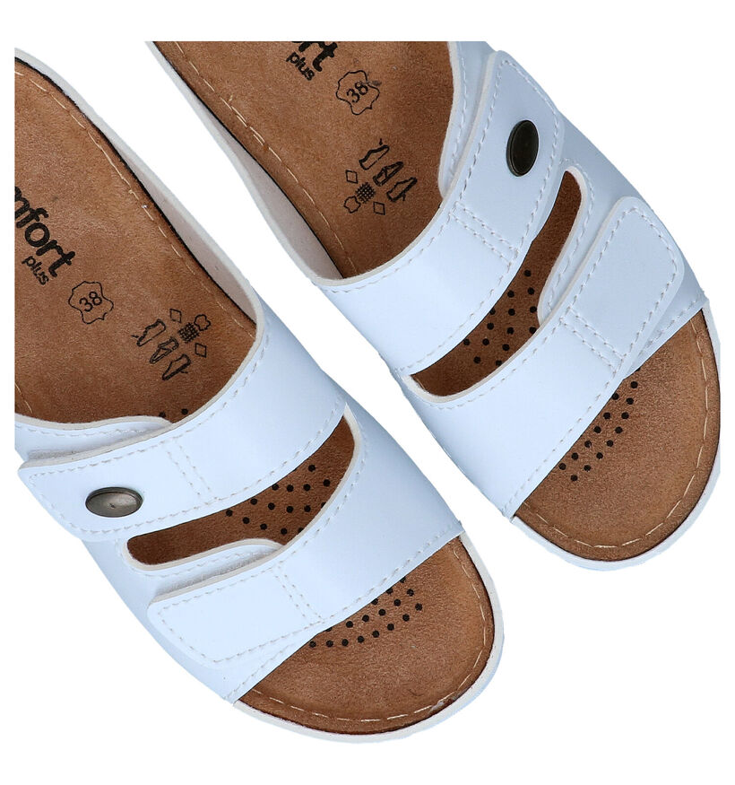 Comfort Plus Witte Slippers in kunstleer (296438)