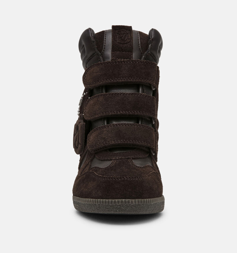 Steve Madden Mavis Donkerbruine Hoge Sneakers met Sleehak voor dames (378159)