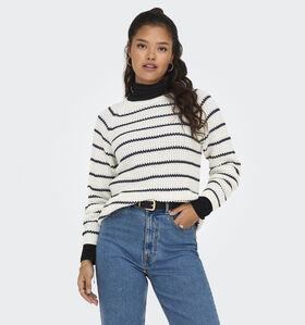 JDY Ellen Raglan Pull rayé en Blanc pour femmes (335801)