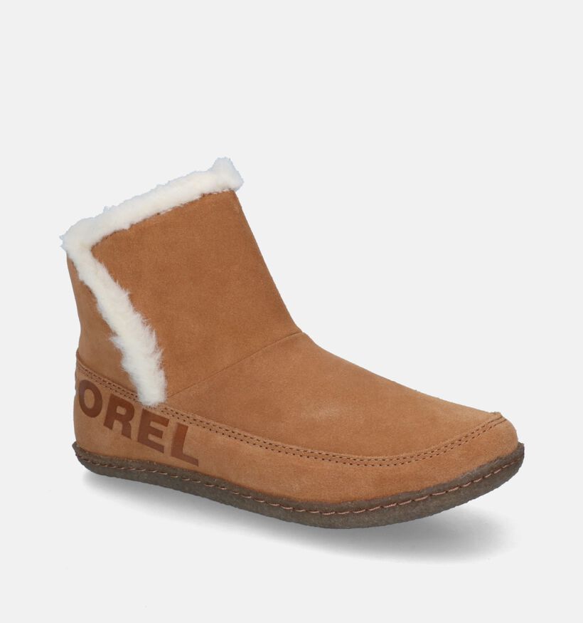 Sorel Nakiska Bootie Pantoufles en Cognac en daim (312422)