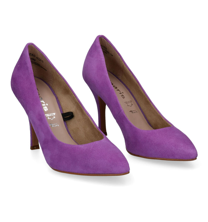 Tamaris Paarse Pumps in daim (309231)