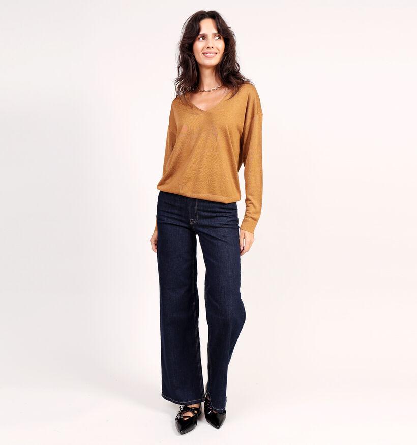 Vila Vinovy V-Neck Knit Pull en Marron pour femmes (361327)