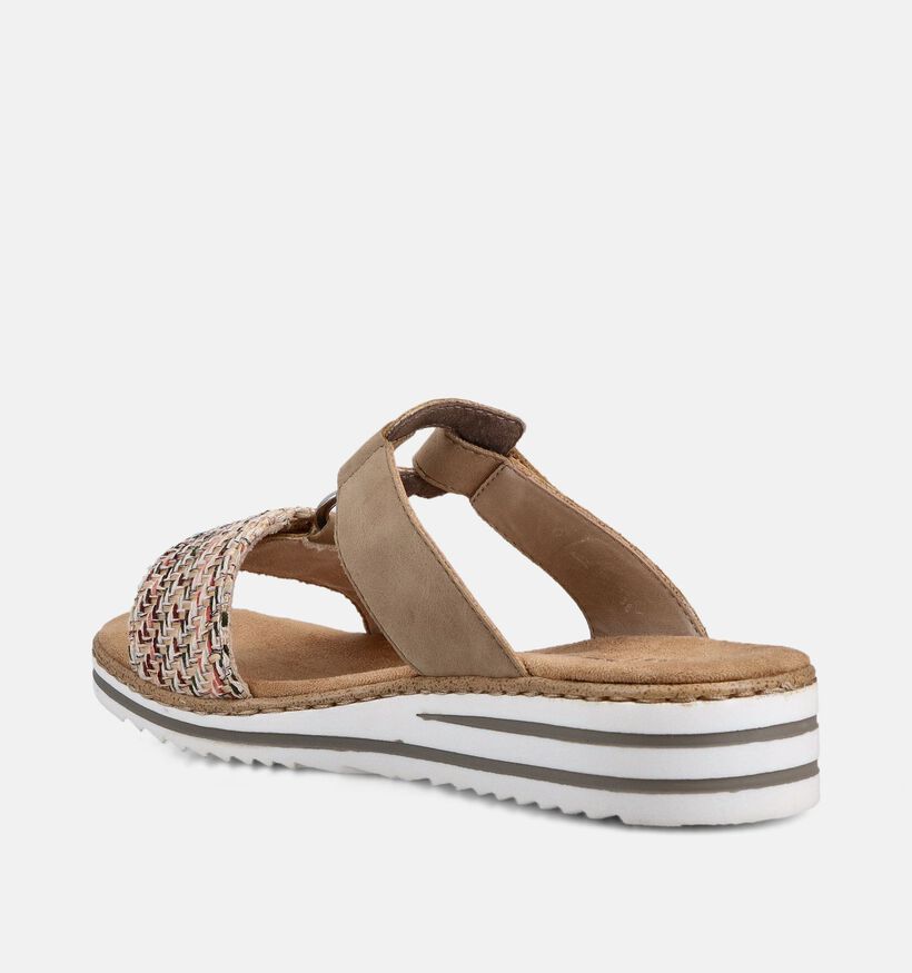 Rieker Lichtbruine Slippers voor dames (370428)